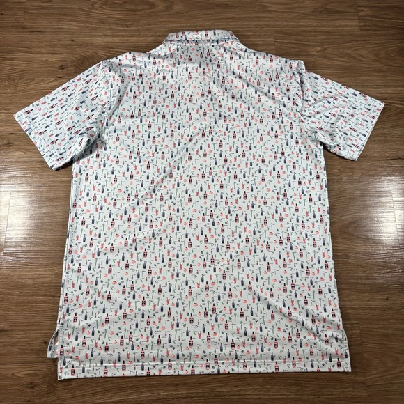 Peter Millar Blue Polo Summer Comfort Bloody Mary Print Golf Shirt Men's Large - Picture 6 of 6